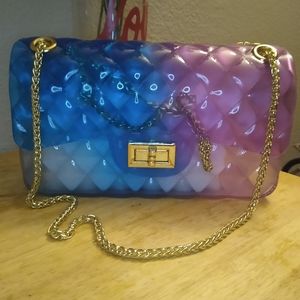 Large ombre (pink and blue) Jelly Style handbag